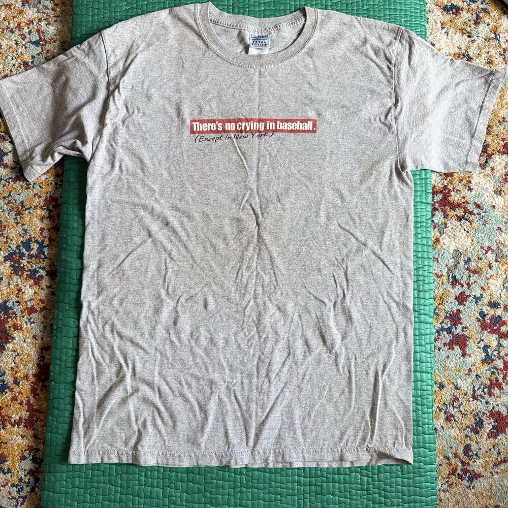 THERES NO CRYING IN BASEBALL Except NY Baseball Movie Quote SS T Shirt Size L